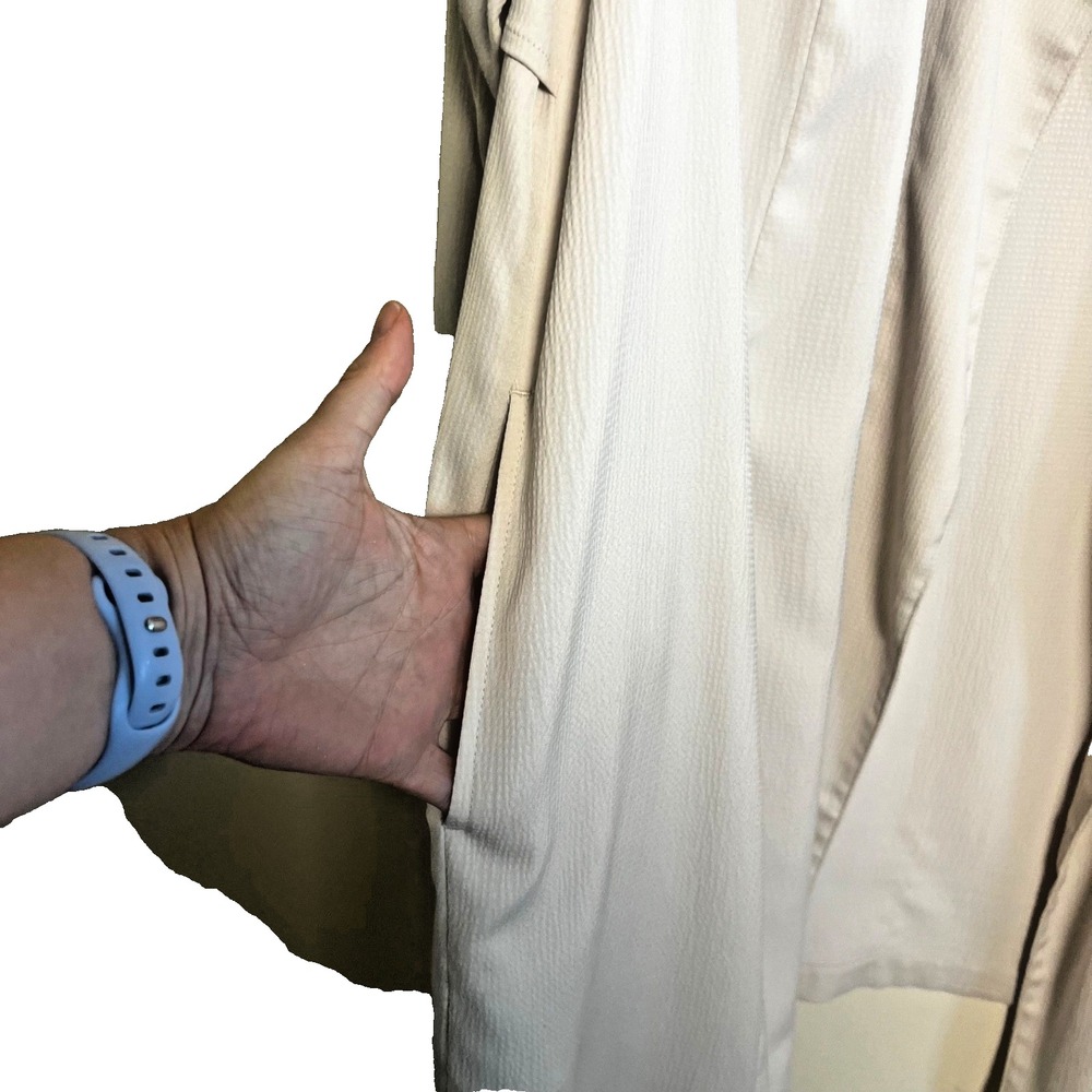 J. Jill Wearever Collection Drape-front Trench Jacket Size L Oatmeal Easy Care - Picture 3 of 9